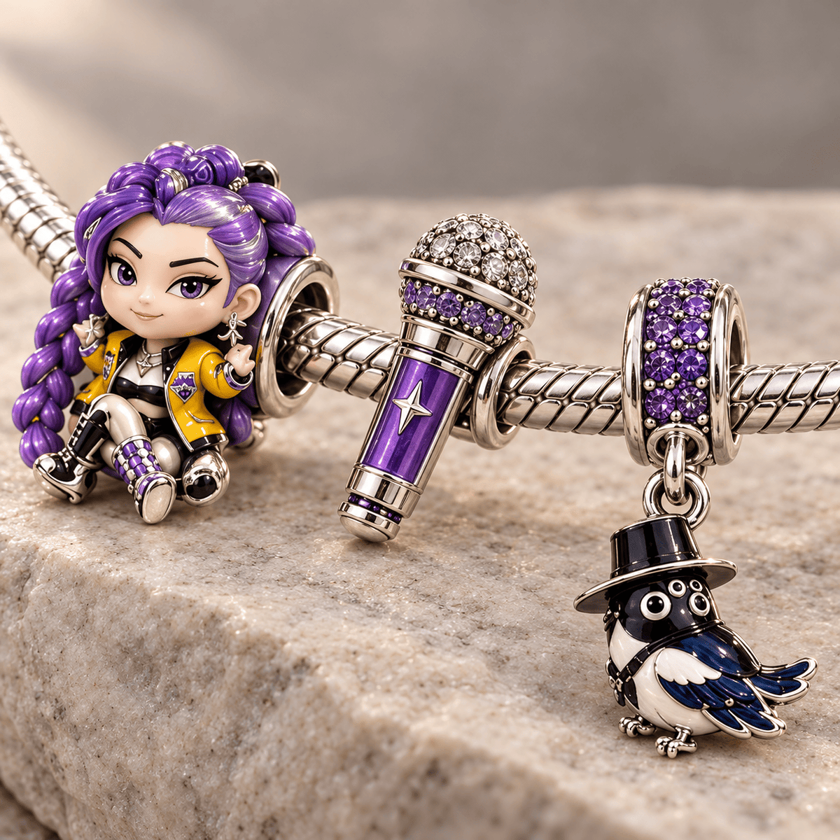 KDH Silver Charm Bracelet Set PTKL