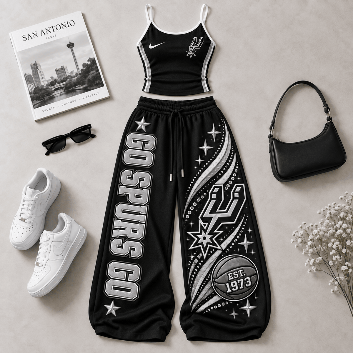 Premium SAS Sports-Inspired Cami & Wide-Leg Pants Set BMD